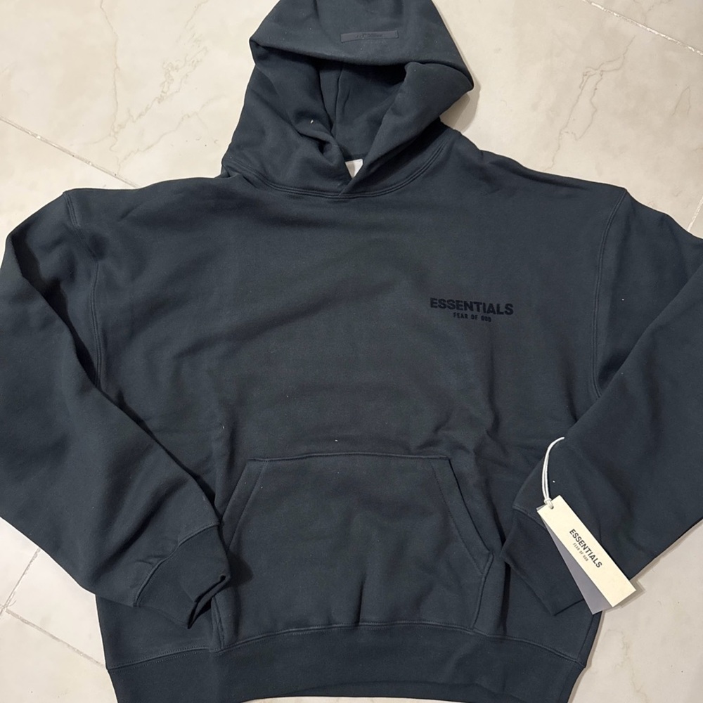 Fear of God Essentials Black Stretch Limo Hoodie AUTHENTIC MEDIUM #192BT212110F